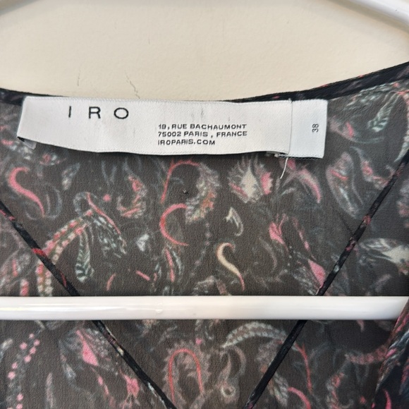 IRO Honess Long Sleeve Ruffle Mini Dress in Patterned Black - 6 - Picture 4 of 5